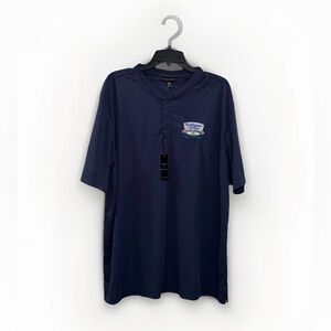 NWT Prim +‎ Preux Mulligans Golf Classic Polo Shirt Mens Navy Blue Golfing Tee